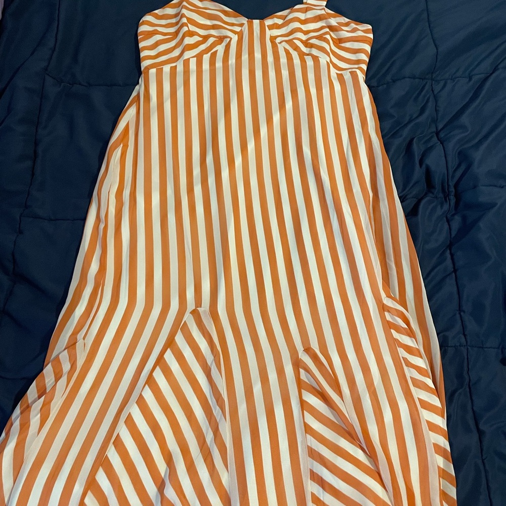ASOS Orange and White Striped Maxi Dress